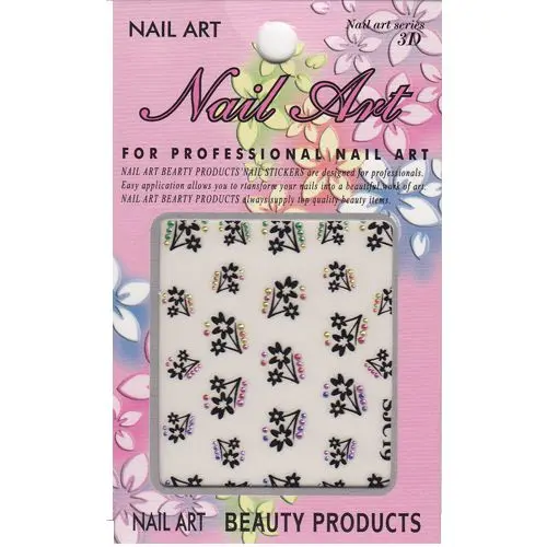 Černé 3D nálepky, dva květy na stoncích