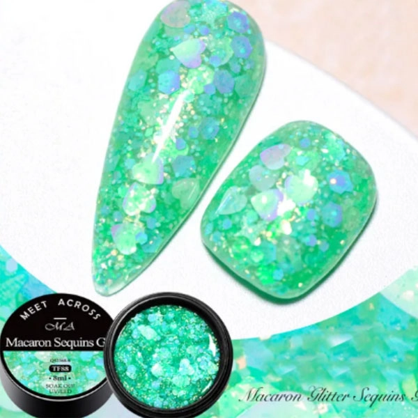 LED UV barevný gel - Macaron glitter, 8ml