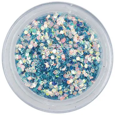 Světle modrý nail art šestihran v prášku, 1mm