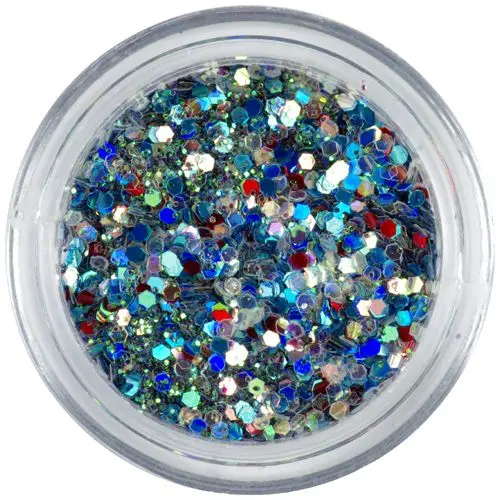 1mm barevné konfety - šestihrany v zeleném prášku