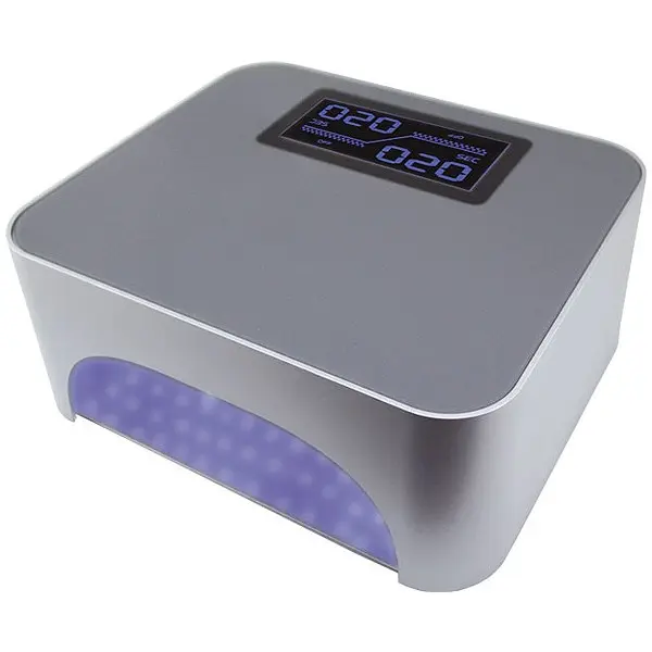 LED lampa na nehty EQ 36W - stříbrná s LCD displejem, senzor, časovač