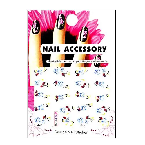 Barevné vodolepky - světle modré květy, hnědé lístky