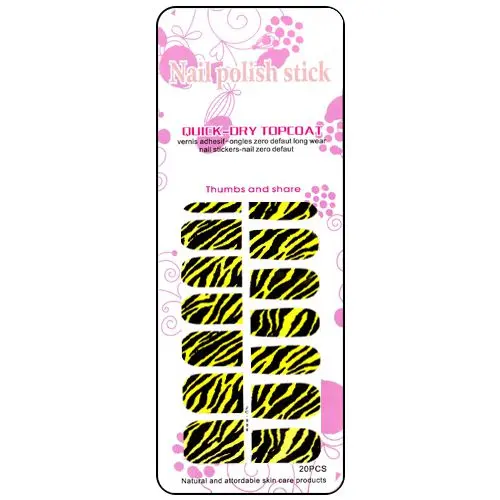 Ozdobné nálepky na nehty s motivem zebry