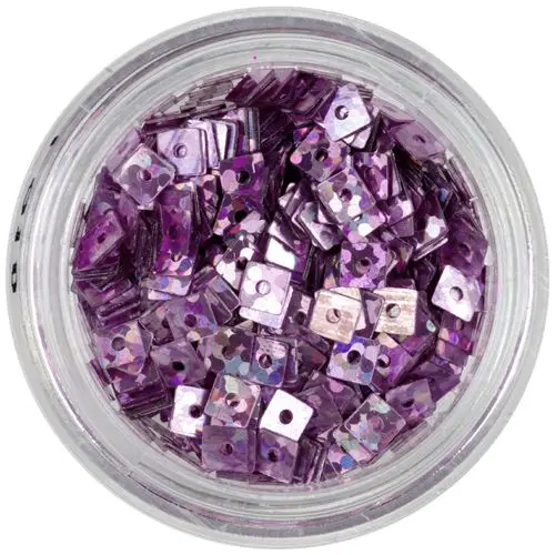 Hologramové čtverečky s dírkou - růžovofialové