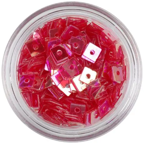 Ozdoba na nehty - světle červené čtverečky s dírkou