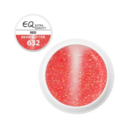 Extra Quality UV gel - 632 Neon Glitter Red, 5g