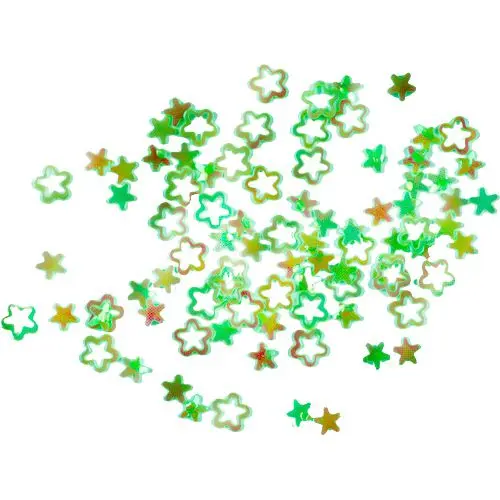 Flitry - hvězdičky kvítky, zelené - hologram