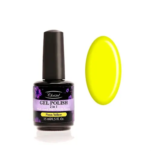 Christel Gelový lak na nehty, 2v1 - Neon Yellow 15ml