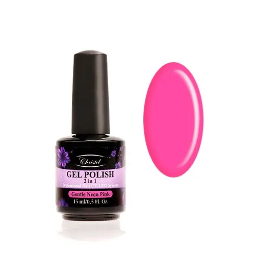 Christel Gelový lak na nehty, 2v1 - Gentle Neon Pink 15ml