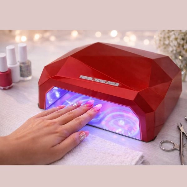 Kombinovaná LED + CCFL 36W UV lampa na nehty - červená