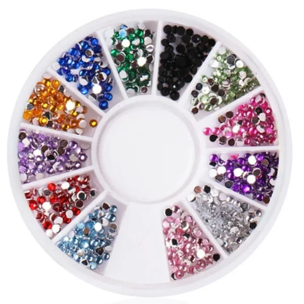 Nail art ozdoby –kulaté kamínky 2mm – různé barvy