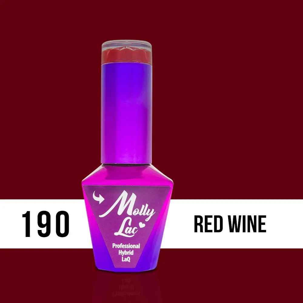 MOLLY LAC UV/LED gel lak Hearts and Kisses - Red Wine 190, 10 ml