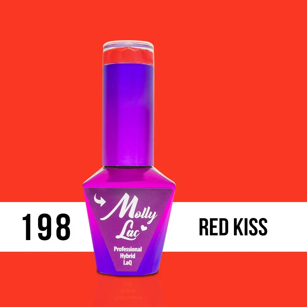 MOLLY LAC UV/LED gel lak Hearts and Kisses - Red Kiss 198, 10 ml