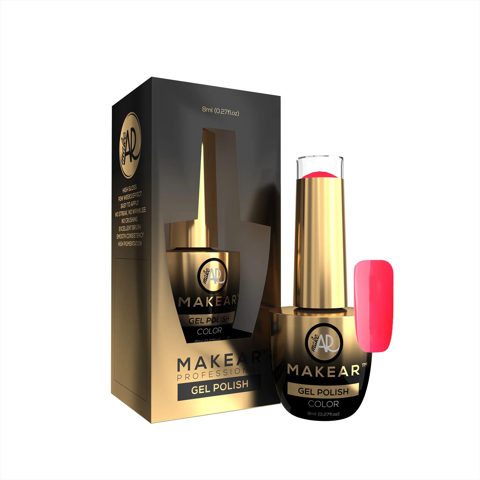 Makear Barevný gel lak - Neon bright pink - N15, 8ml