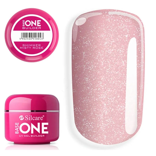 UV stavební gel na nehty Silcare Base One Gel – Shimmer Misty Rose, 50g