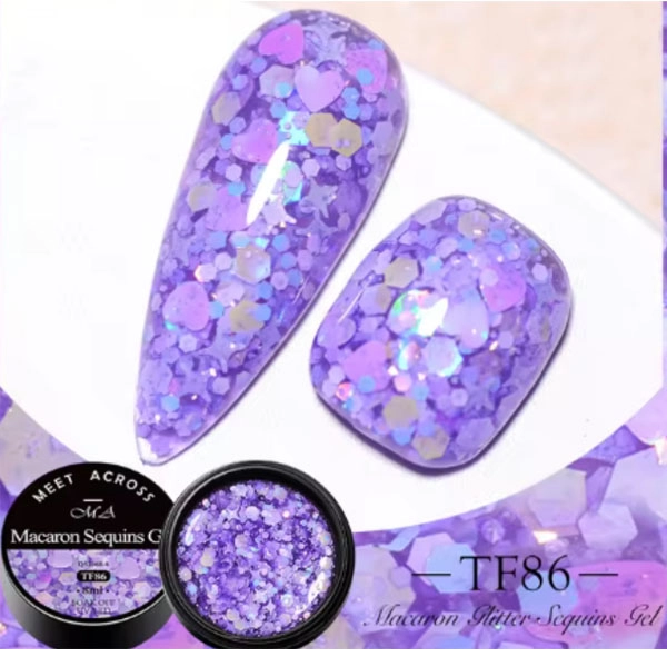 LED UV barevný gel - Macaron glitter, Violet 8ml