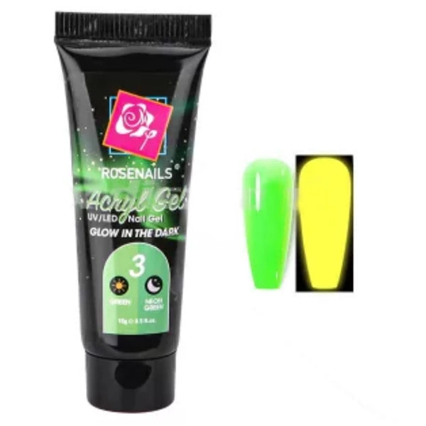 Barevný Polygel - Glow in the dark GREEN/NEON GREEN no.03, 15g