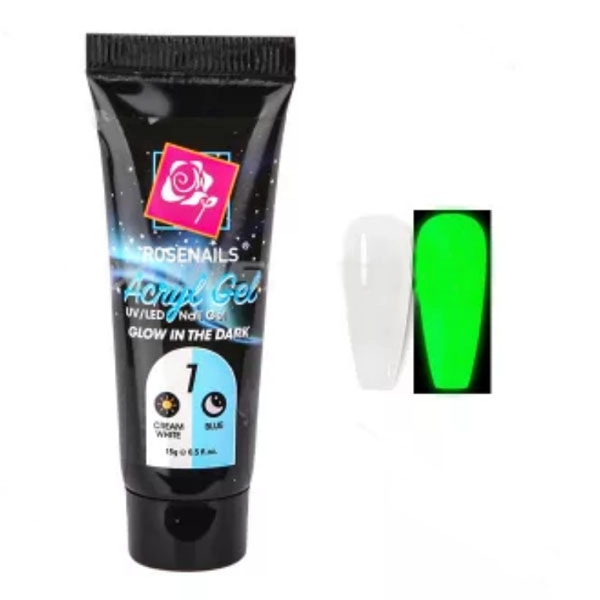 Barevný Polygel - Glow in the dark CREAM WHITE/BLUE č.01, 15g