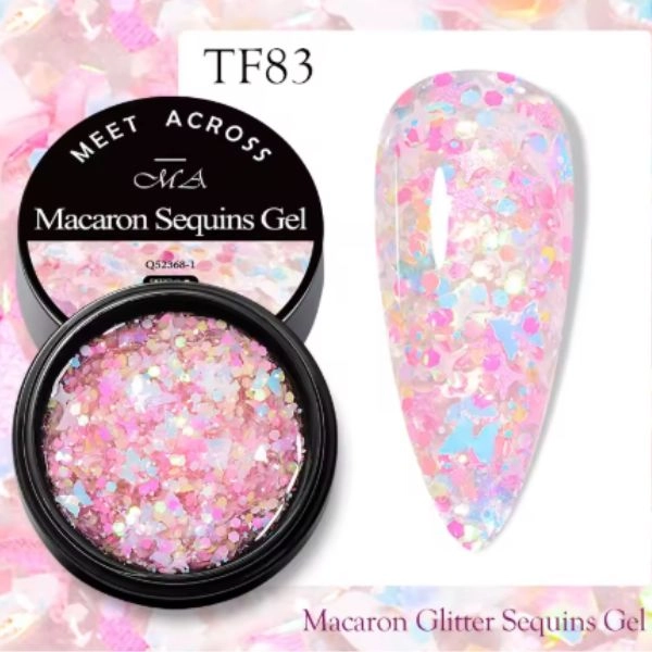 LED UV barevný gel - Macaron glitter, Pink 8ml