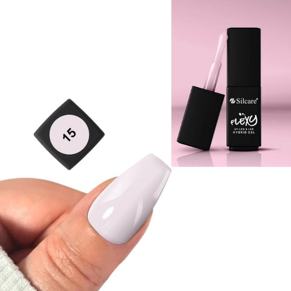 UV/LED gel lak Flexy Hybrid - 15 Milky Pink, 4,5g