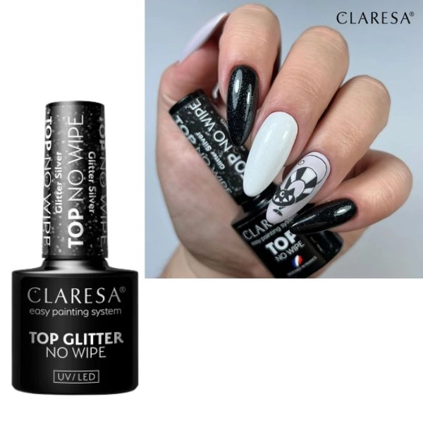 PALU UV/LED gel No Wipe TOP Glitter Silver, 11g