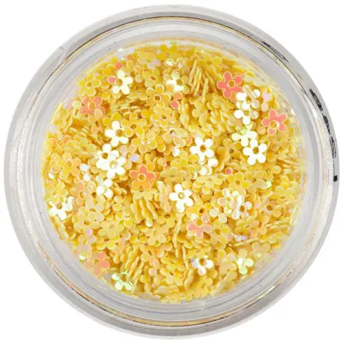 Žluté kvítky s dírkou - barevný odlesk