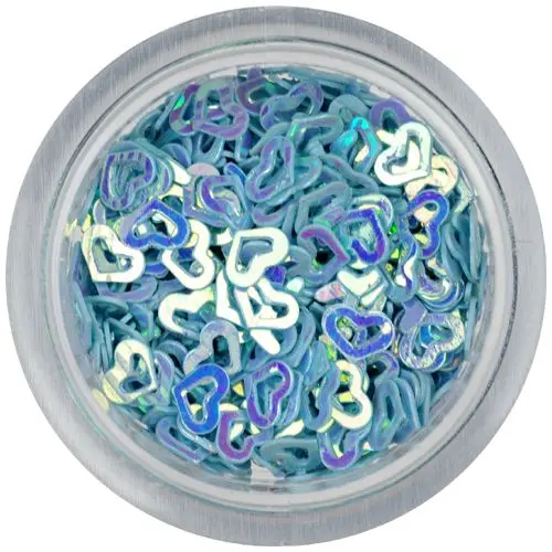 Flitrová srdíčka obrysová - světle modrá