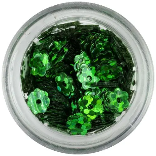 Tmavě zelená ozdoba - kvítky s dírkou