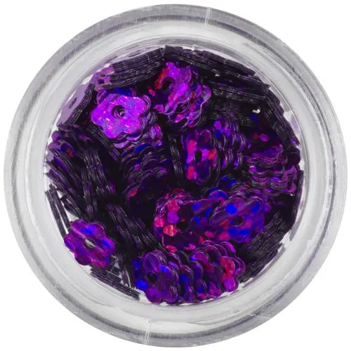 Fialové kvítky s dírkou - barevný odlesk