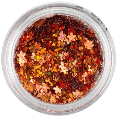 Měděné nail art květy, hologram