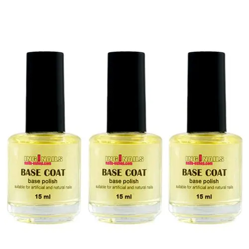 3x Base Coat 15ml - podkladový lak Inginails