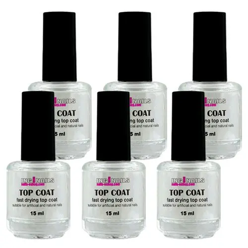 6x Top Coat 15ml - rychleschnoucí nadlak Inginails