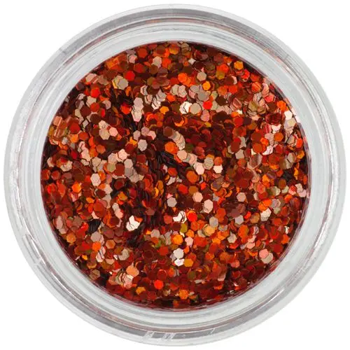 Holografický oranžovočervený šestihran, 1mm