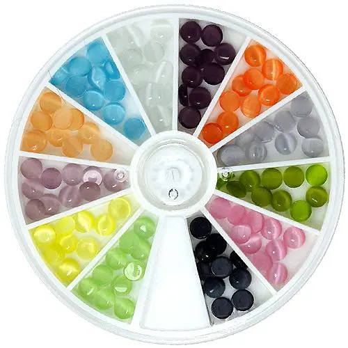 Ozdoby na nehty v boxu - kulaté kamínky, 5mm