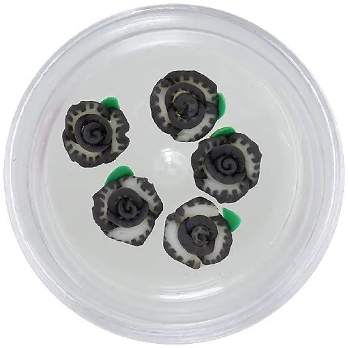 Nehtové ozdoby - akrylové kytičky, černo-bílé