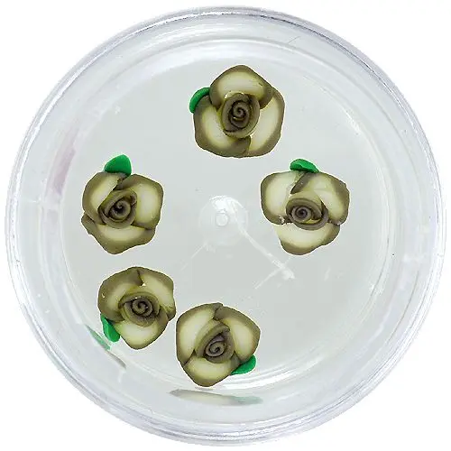 Nehtové ozdoby - akrylové kytičky, tmavě zeleno-bílé