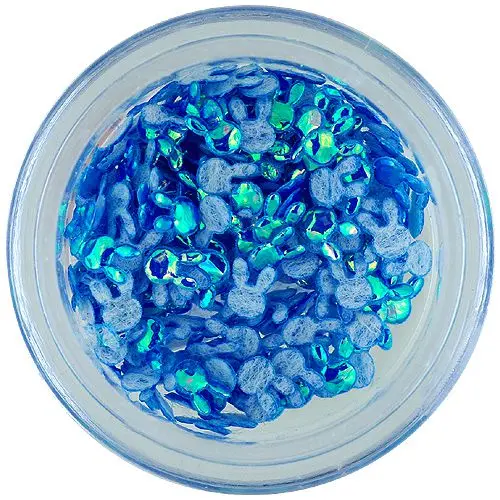 Ozdoba na nehty - modrý látkový zajíček