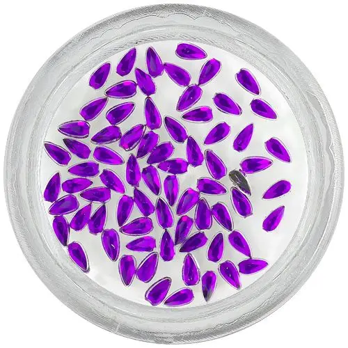 Tmavě fialové ozdoby na nehty - kamínky, slzy