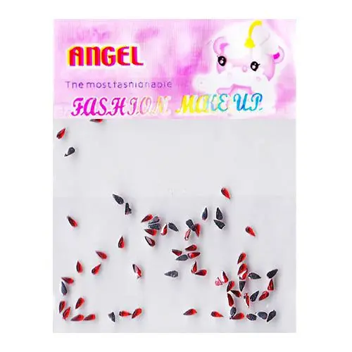 Červené kamínky na zdobení nehtů v sáčku - slzy, 50 ks