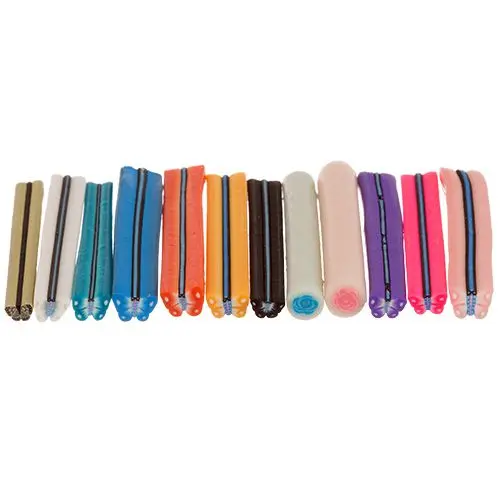 Fimo Nail Art - motýl a květ, ozdobné tyčinky 12ks