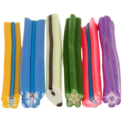 Ozdobné tyčinky Fimo Nail Art, 6ks - motýl, květ a ovoce