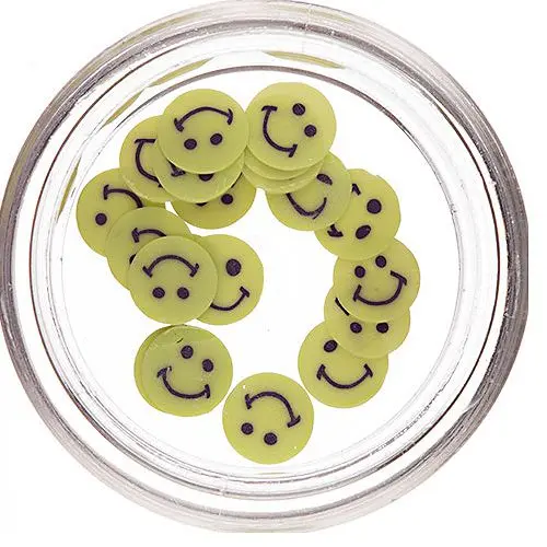 Smiley - nařezané Fimo Nail Art, zelené