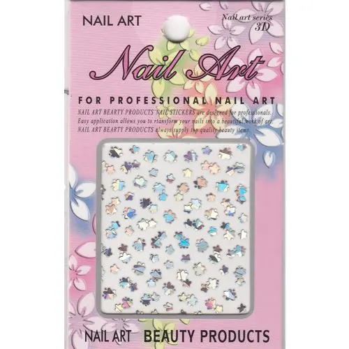 Samolepka 3D, stříbrná - květ